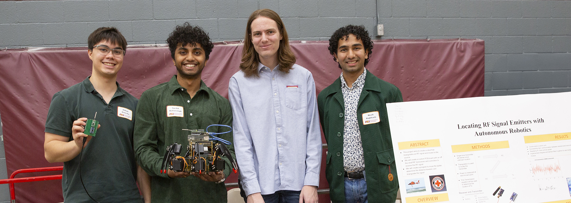 Students presenting research at capstone event