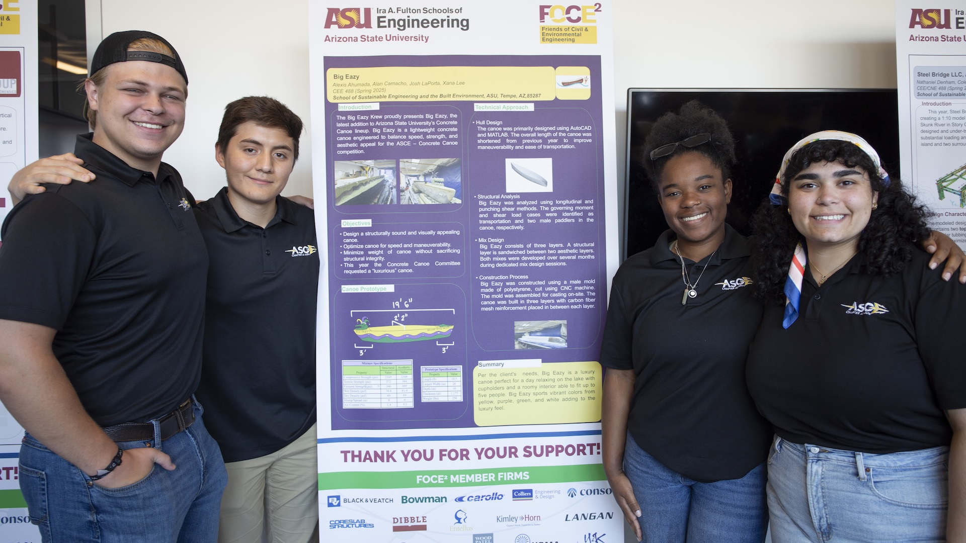 Students gather around the poster presenting their project during the School of Sustainable Engineering's Senior Capstone Project Showcase in May 2025. Photographer Lisa Irish/ASU